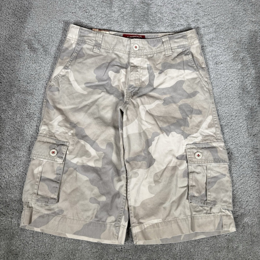 Arizona Cargo Shorts Youth Boys 18 Green Gray Camo Cotton Baggy Heavy Skater NWT